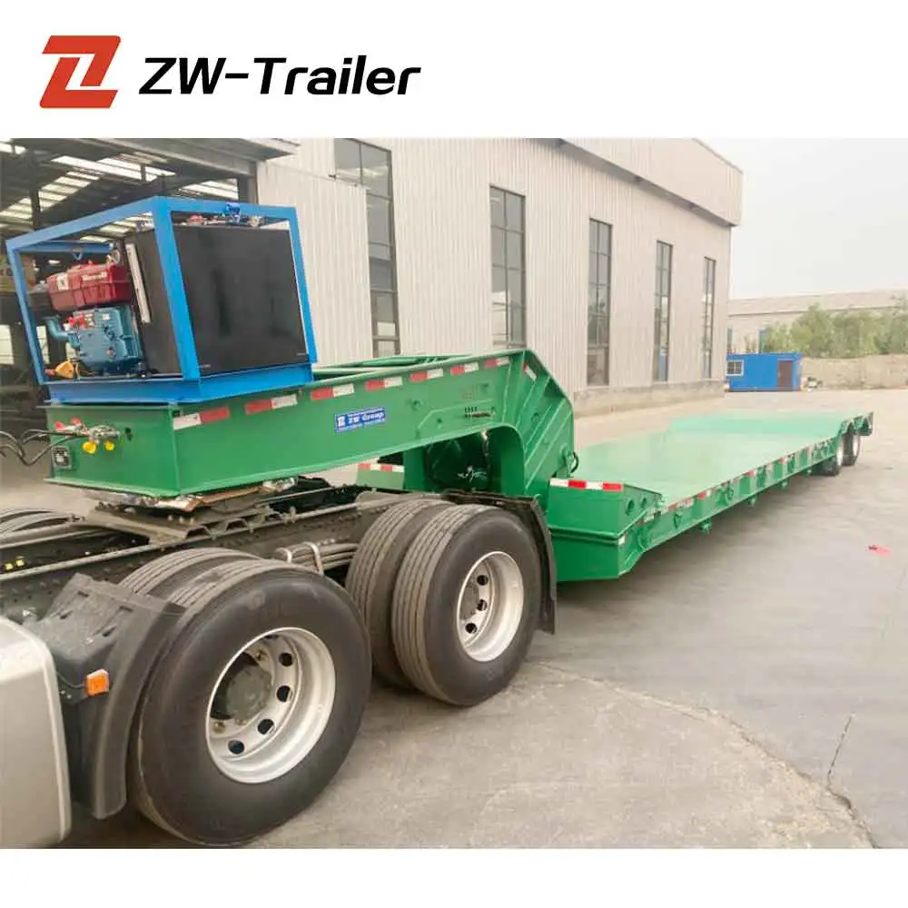 ZW Trailer 2 Axle Detachable Gooseneck Lowboy Lowbed Semi Trailer for Cote dIvoire