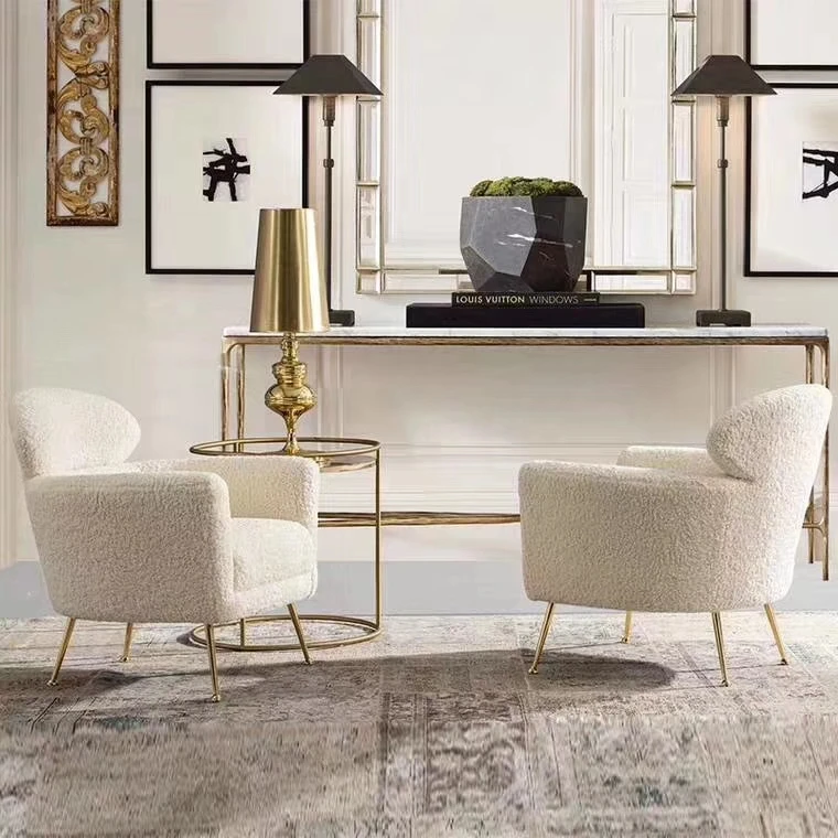 
Italian luxury furniture hotel lobby to receive leisure white sofa chair 