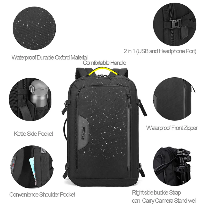 Arctic Huter Factory  Oem Business Bagpack Usb Laptop Bags Men Custom Waterproof Smart Laptop Backpack Bag