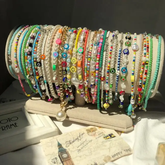 Boho Jewelry Crystal  MIYUKI seed beads Necklace versatile smile flower candy DIY pearl chain