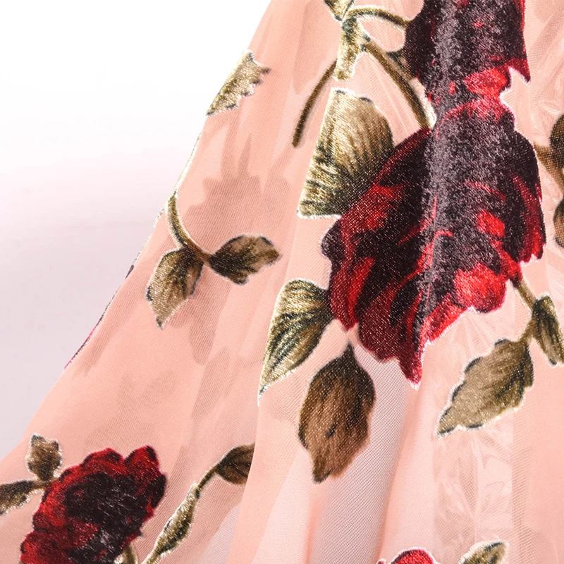 2023 custom floral design viscose velvet silk burnout velvet fabrics for women dress