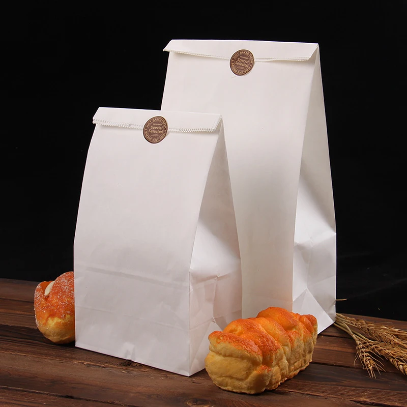 Custom print recycled white restaurant takeaway food to go takeout paper bag kraft take away paper bags with your own logo