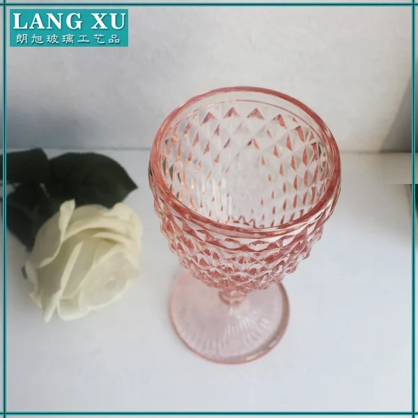 LANGXU thick stem heavy banquet colored pink-water-goblets wine beer glass champagne flutes for restaurant