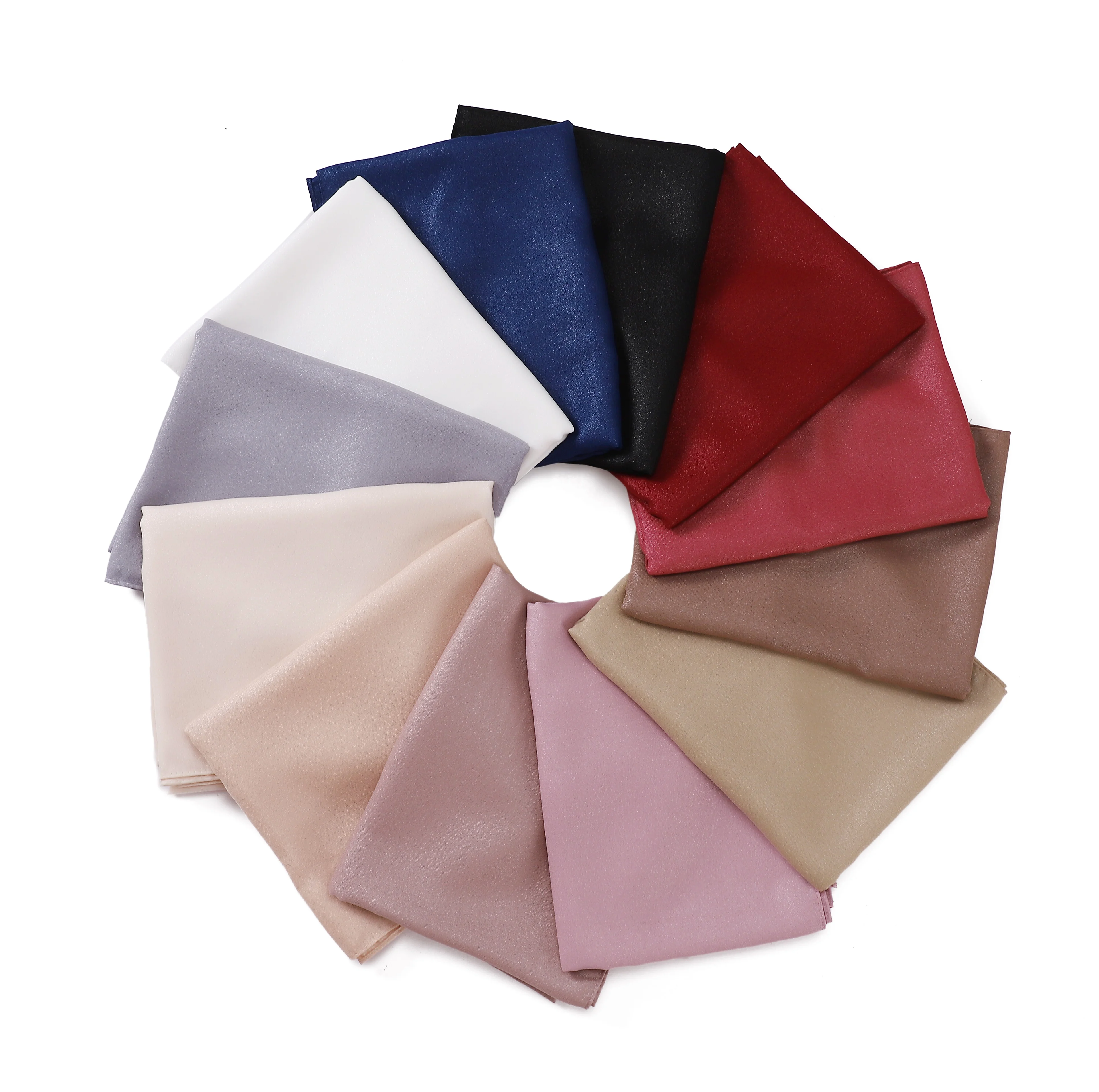 Designer Malaysian Head Wrap Women Long Breathable Solid Color Ladies Muslim Hijab Scarfs Polyester Shimmer Shawl