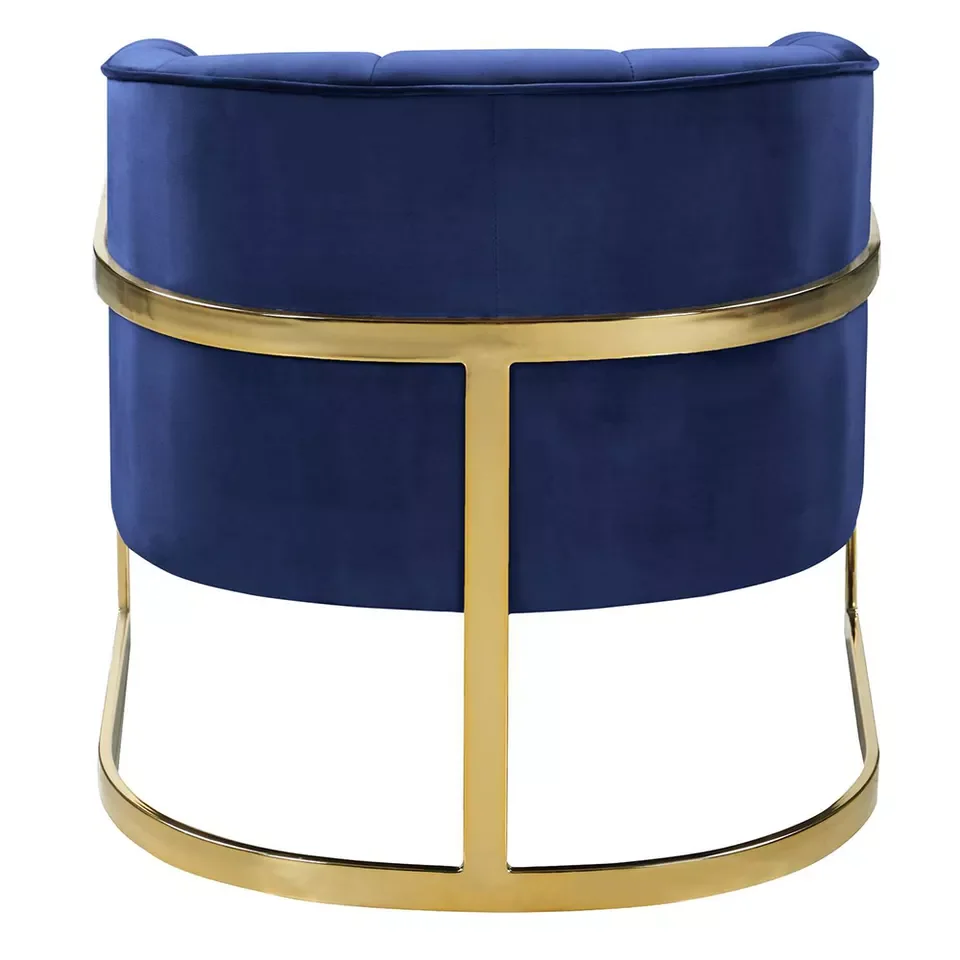 Velvet Royal Chair Accent Mid-Century Modern Single Lounge Chair with Metal Frame in Gold Finishing