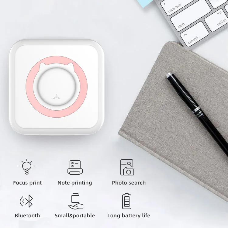 Portable Mini Thermal Printer Wirelessly BT 203dpi Photo Label Memo Wrong Question Printing With USB Cable Imprimante Portable