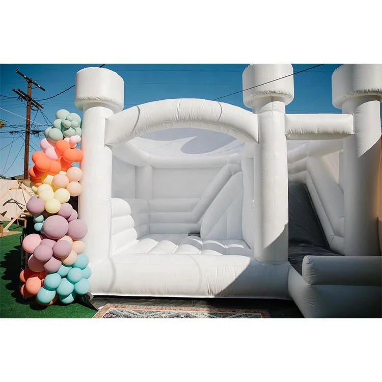 Kids jumping castle inflatable slide bouncer white inflatable bounce house