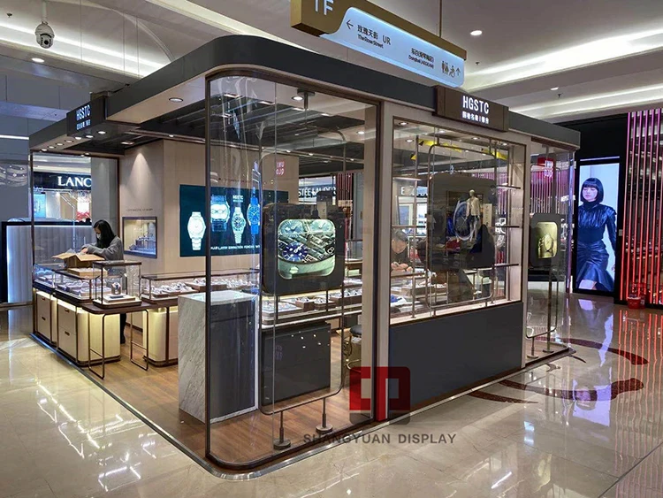 Processing high-grade jewelry display cabinet Gold jewelry display cabinet stainless steel jewelry counter glass display cabinet