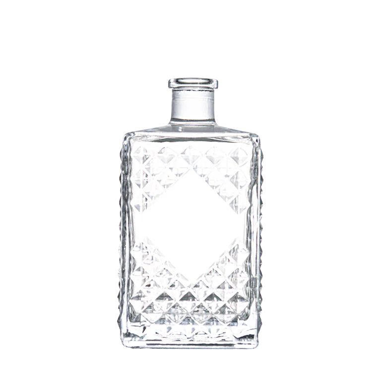 Wholesale Whisky Gin Rum Vodka Tequila Glass Bottle Unique Design 750ml 700ml Spirits Bottle with Cork