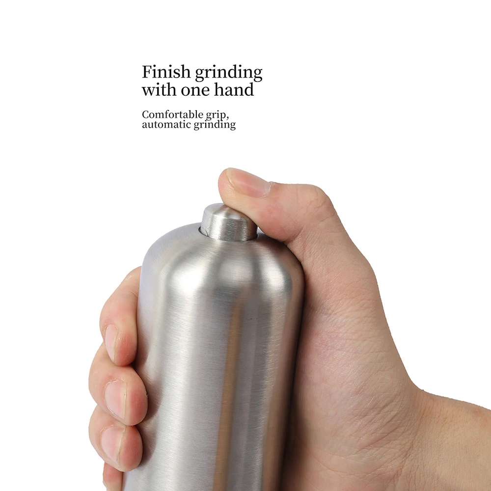 Electric Salt Pepper Mill Stainless Steel One-handed operation Spice Mill with Led Light and Stand Home Kitchen Seasoning Tool