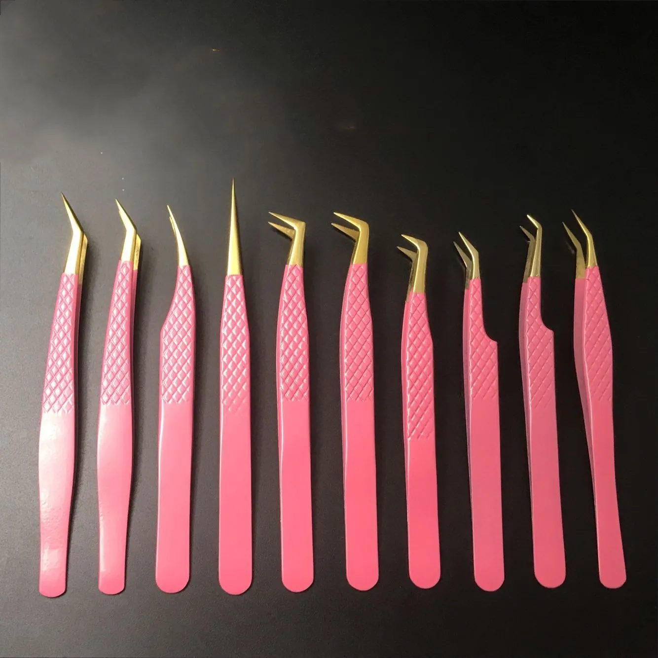 matte black eyelash tweezers fiber tip tweezers for eyelash extension