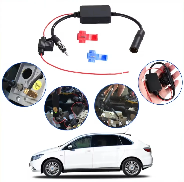 Auto Car Radio FM Antenna Signal Booster Honda Male To Female Car FM Signal Amplifier Amp Amplifier 12V Signal Antenna  For VW