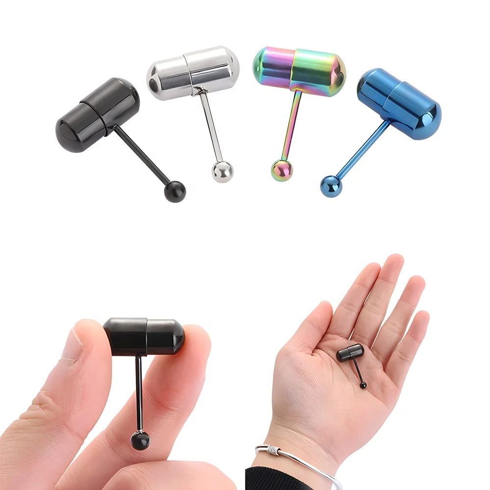 316L Stainless Steel Body Piercing Shock Massage Tongue Barbell Vibrating Tongue Ring With  Battery