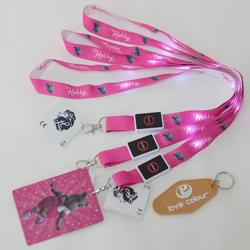 purple led lanyard for concert flashing light lanyard with oem logo