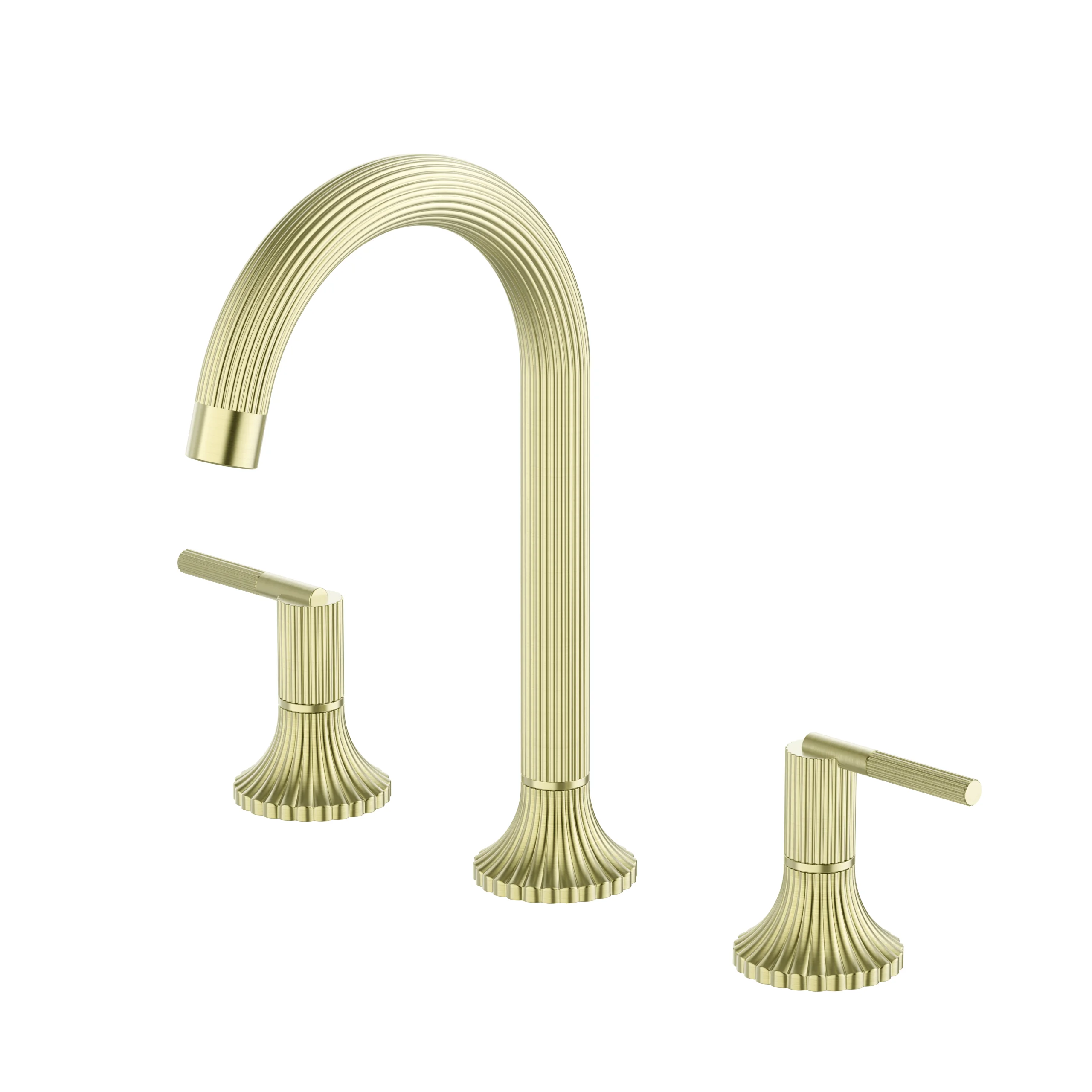 YSW New Design Luxury faucet Golden Bathroom Sink 3 Holes Double Handle Wash Basin Deck Mounted Vanity Basin Mixer Taps