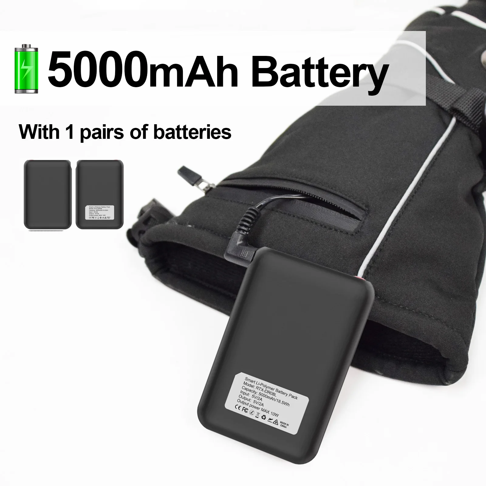 5000mAh Battery Pair Heated Gloves Waterproof Thermal Indoor Outdoor  Heating Gloves  Hand Warmer for Men and Women