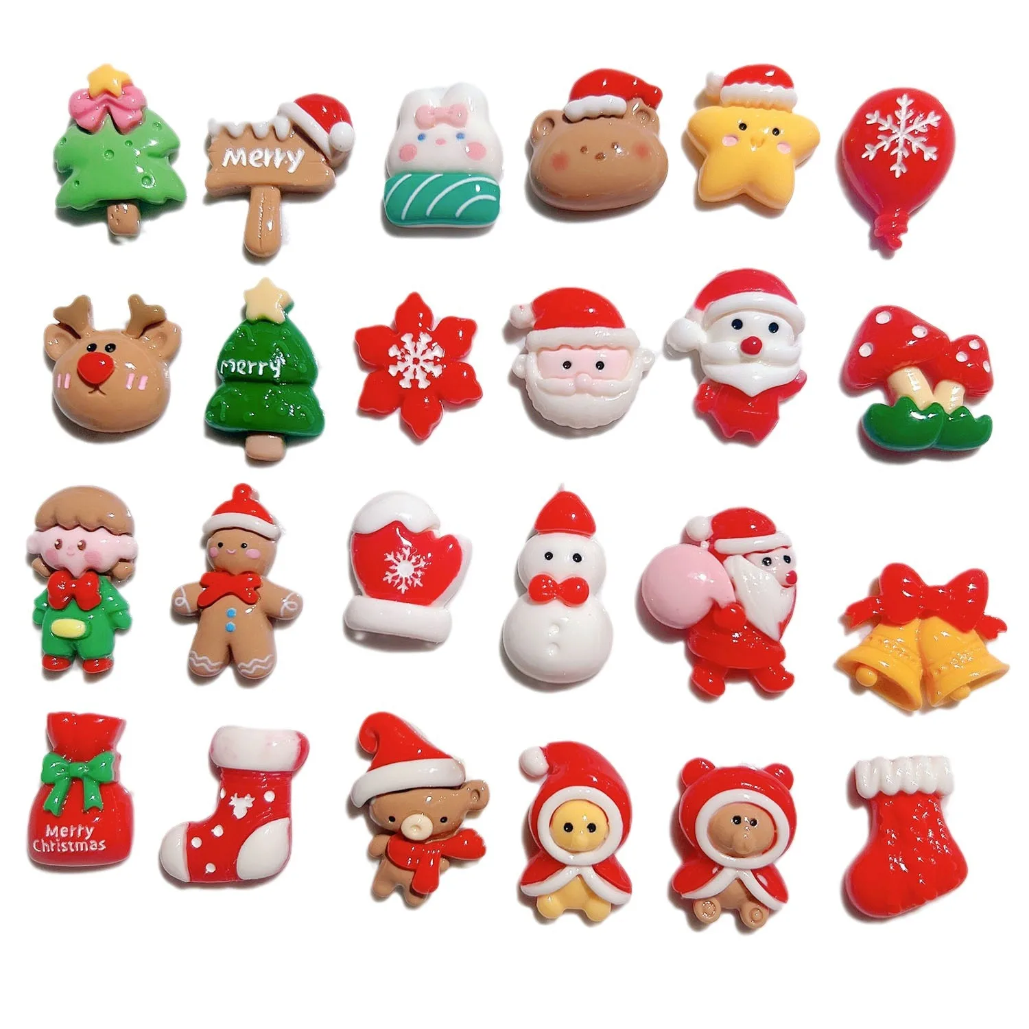 2025 популярные рождественские аксессуары из смолы смешанного дизайна Кабошон кулон для украшения