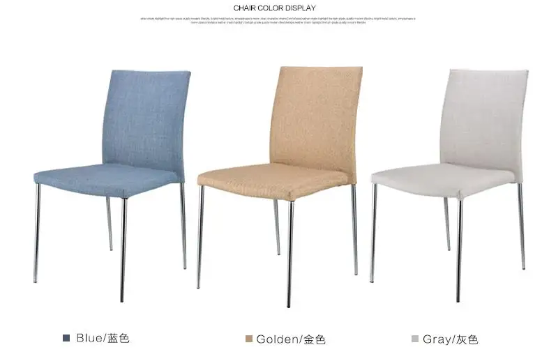 Wholesale Nordic Creative Modern Fabric Kitchen Chair Conference Comfortable Stainless Steel Dinner Chair