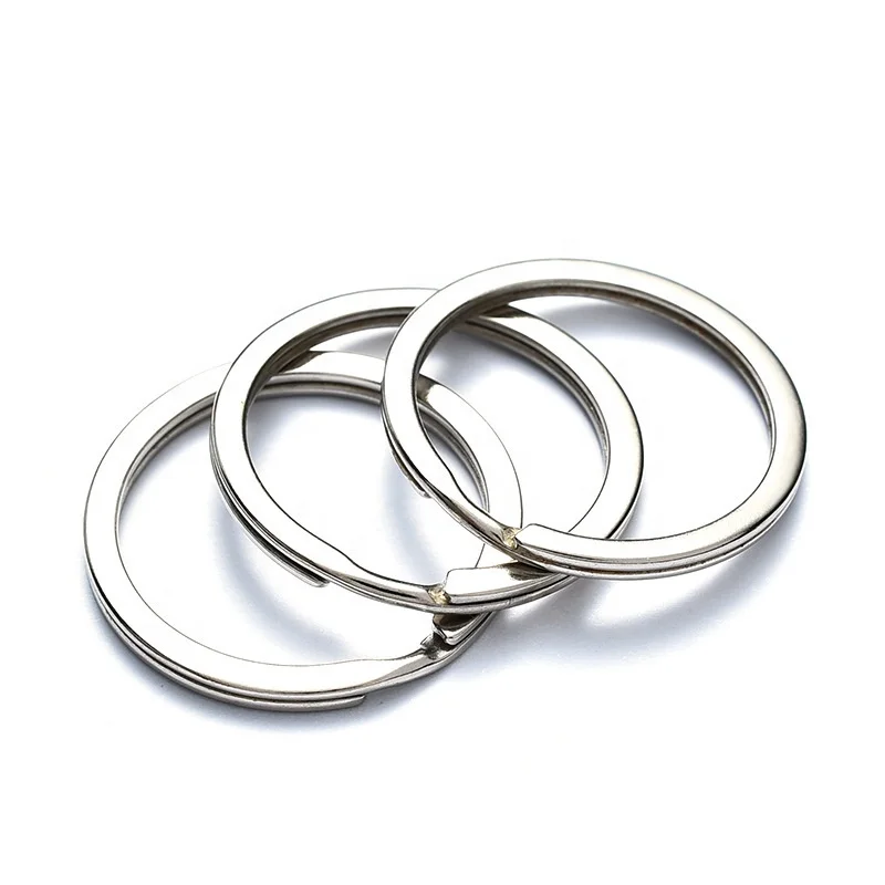 Flat Stainless Steel Key Ring 20MM 25MM 28MM Keychain Key Holder for Women Men Jewelry Making Key Chain