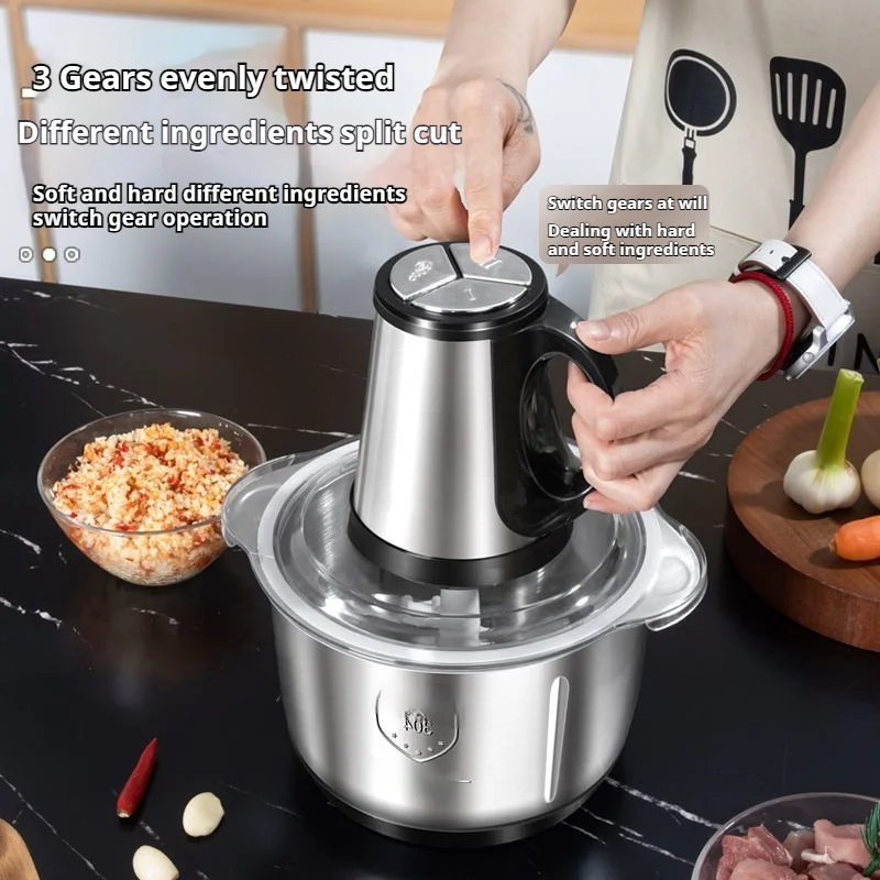 5L Meat Grinder Mincer Electric Glass Multifunction Vetable Chopper Commercial & Household Use Cars  Solar Power Source Blender