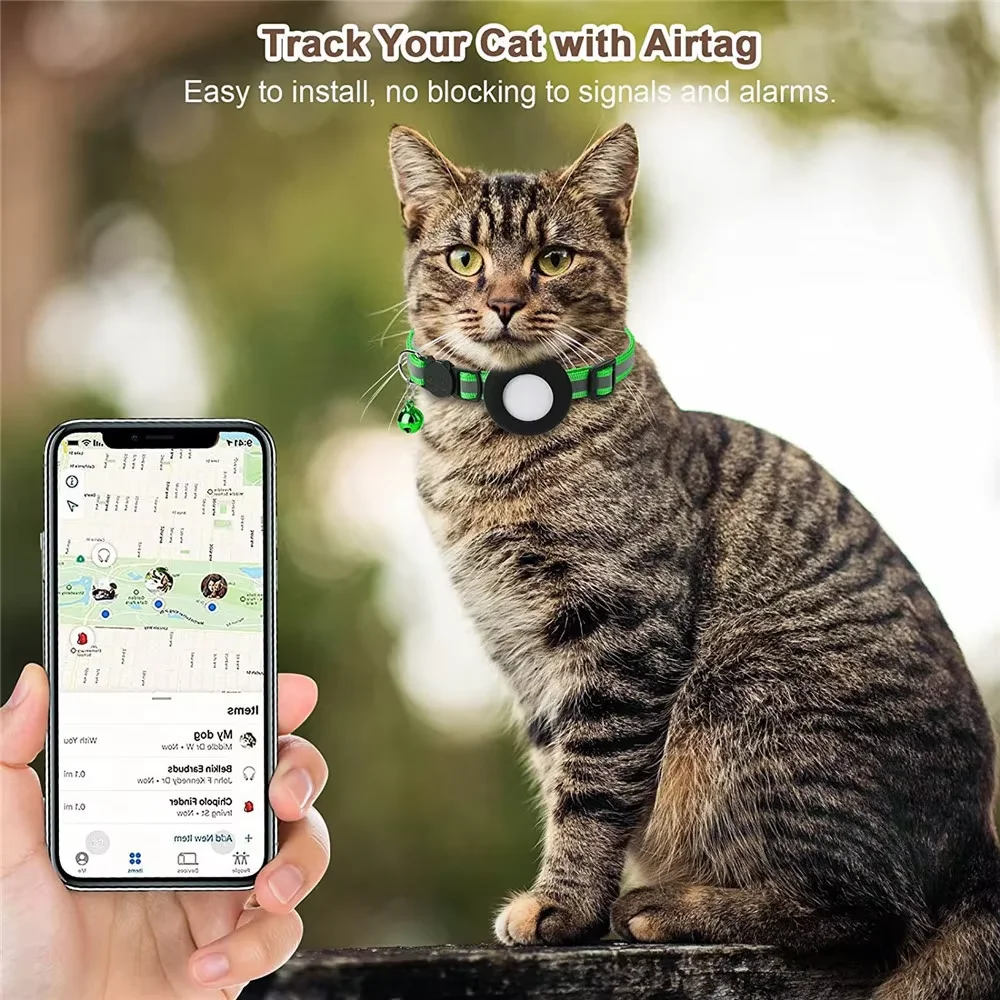 OEM New Popular Adjustable Nylon Reflective Pet GPS Collar Training Tracker Airtag Cat Collar