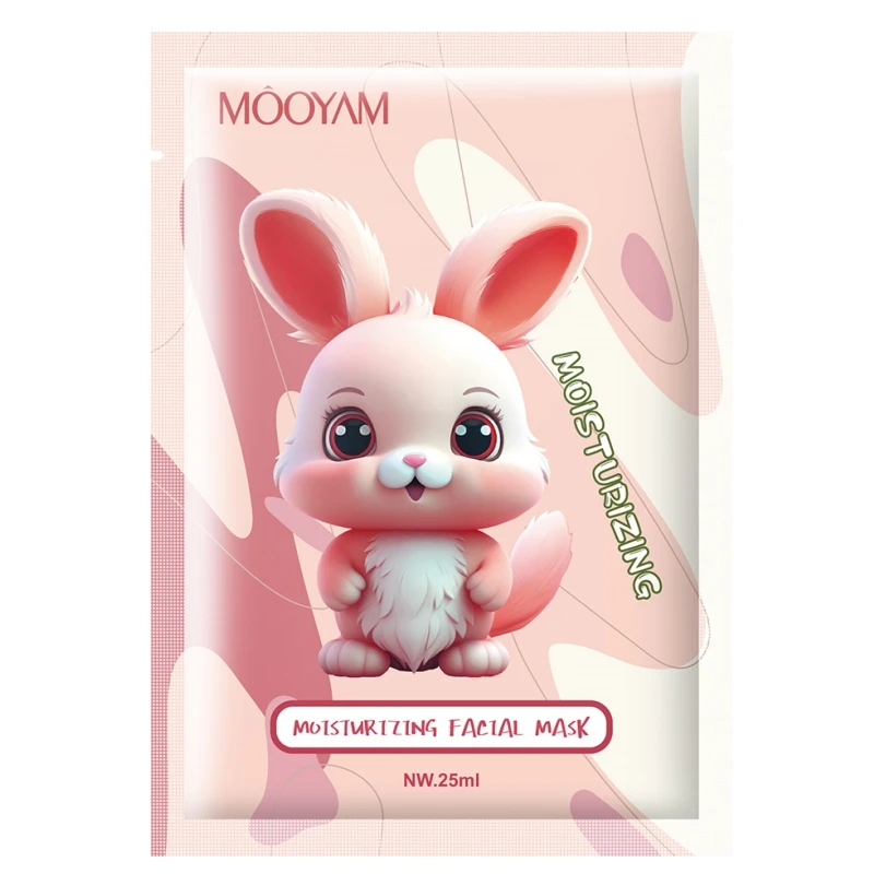 OEM 10 Types Animal Rabbit Face Mask Sheet Moisturizing Whitening Firming Anti Aging Hydrating 25ml MOOYAM Facial Mask