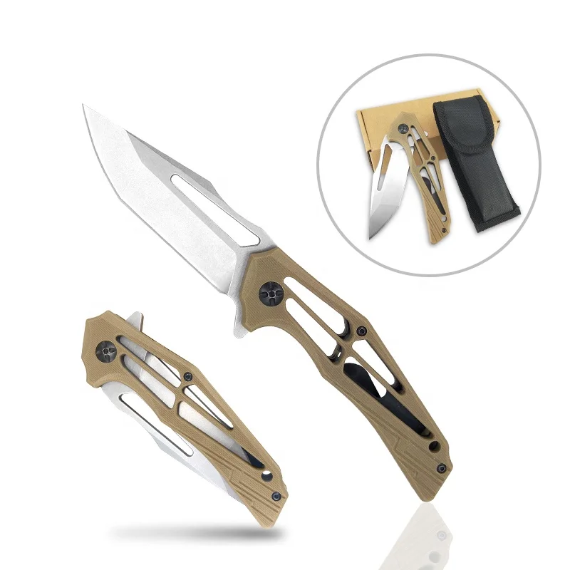 
The new camping outdoor tool hollow handle design 8cr13 stainless steel material lightweight folding knife camping 