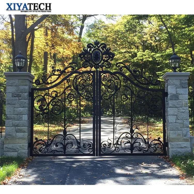 XIYATECH High Quality Manufactures Custom Luxury Outdoor Main Beautiful Door House Stylish Wrought Iron Gate Design for Home