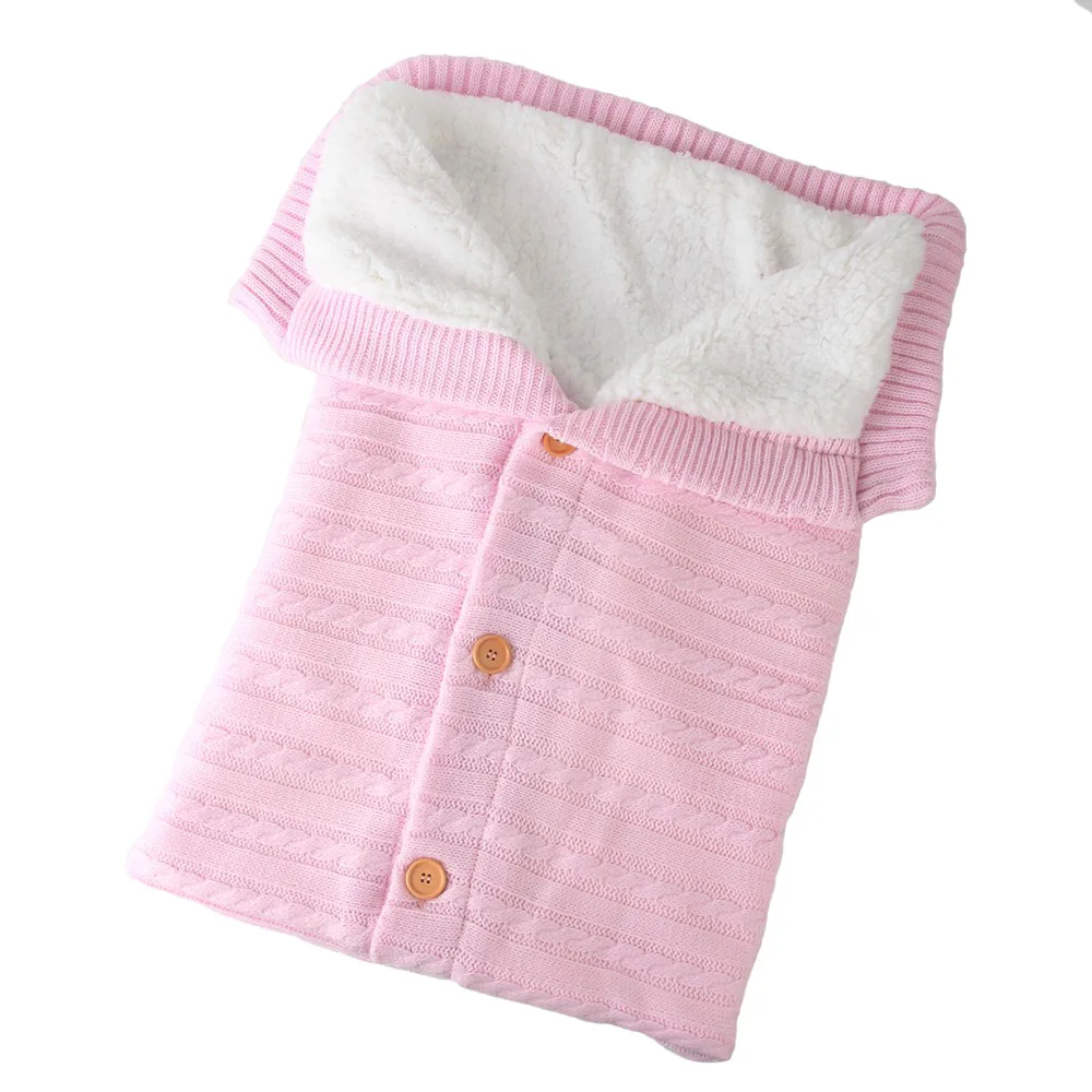 
Winter Baby Stroller Sleeping Bag Newborn Cotton Cable Baby Wrap Swaddle Knitted Toddler Baby Sleeping Bag 
