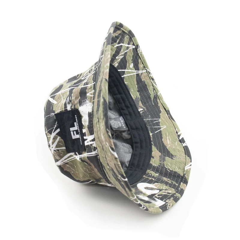 Custom Private Label Fashion All Over Printing Casual Unisex Camo Fishing Wide Brim Sun Hat Bucket Caps Hats