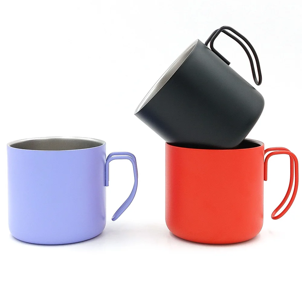Wholesale 350ml Double Wall Tumbler Stainless Steel Custom Coffee Mug Water Cup With Handle