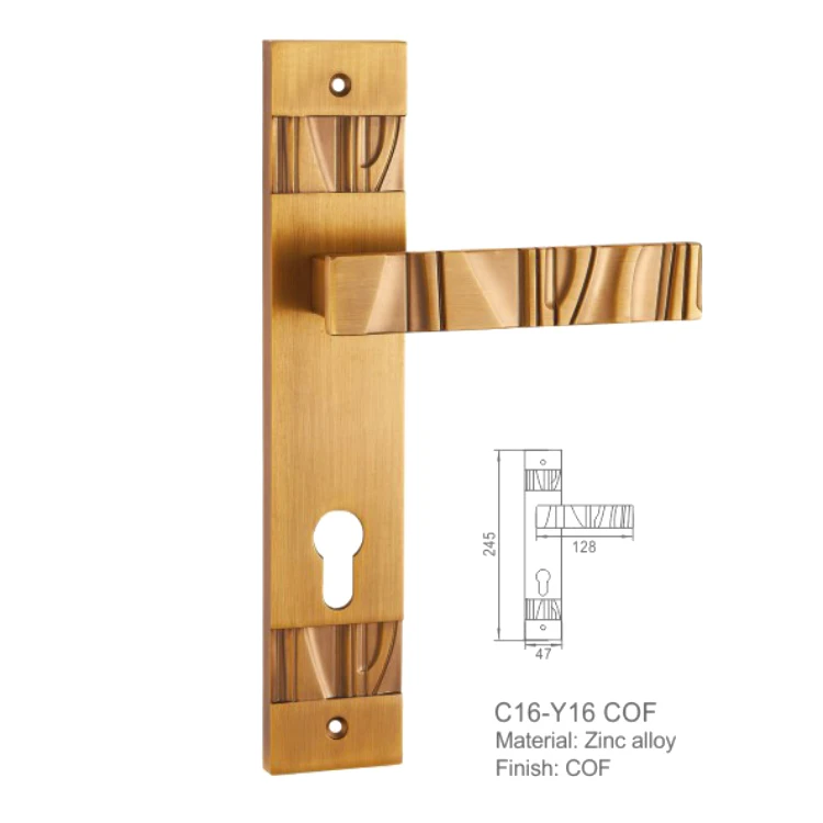 Simple italian design zinc alloy brass furniture door handle flower front or passage door locks and handles