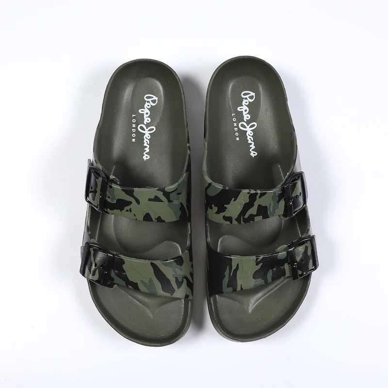Оптовая продажа; Мужские модные шлепанцы из ЭВА; Пляжные шлепанцы камуфляжной расцветки с логотипом на заказ; Сандалии с двумя ремешками для мужчин на открытом воздухе