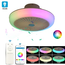 Modern Led Ceiling Fan Lights Ac Motor 3 Speed Adjustable Bedroom Light Remote Control Round Fan Lamps For Living Room