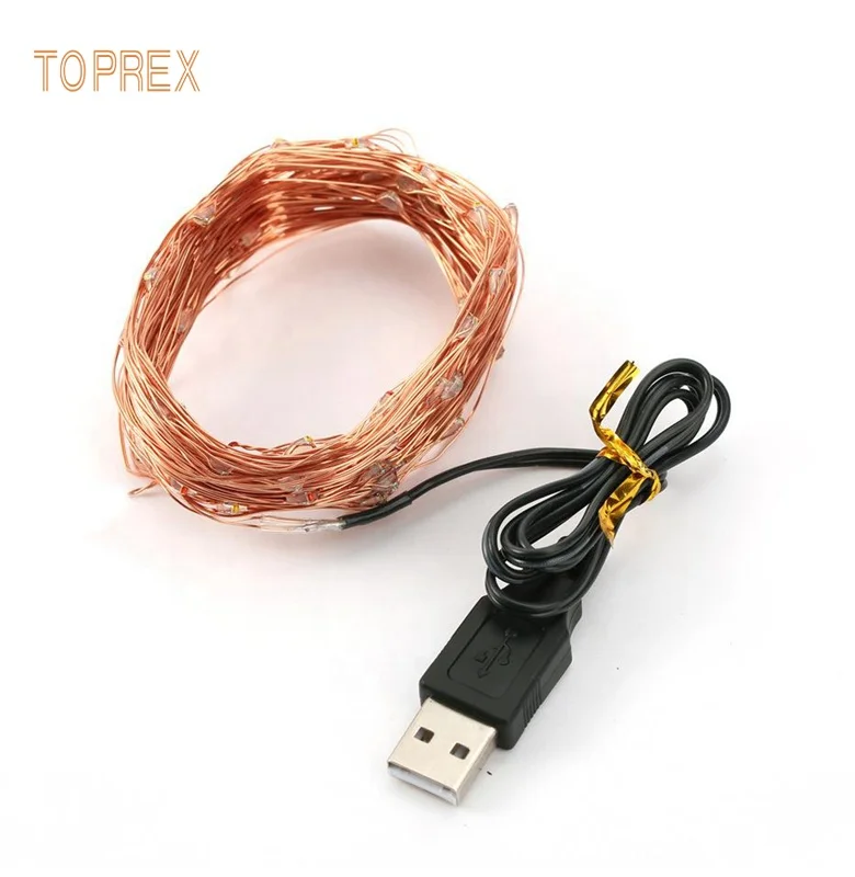 Декор TOPREX, свадебный декоративный светильник низкого напряжения, 10 м, 5 м, питание от USB, теплый белый Мини Светлячок, медный провод, светодиодная гирлянда