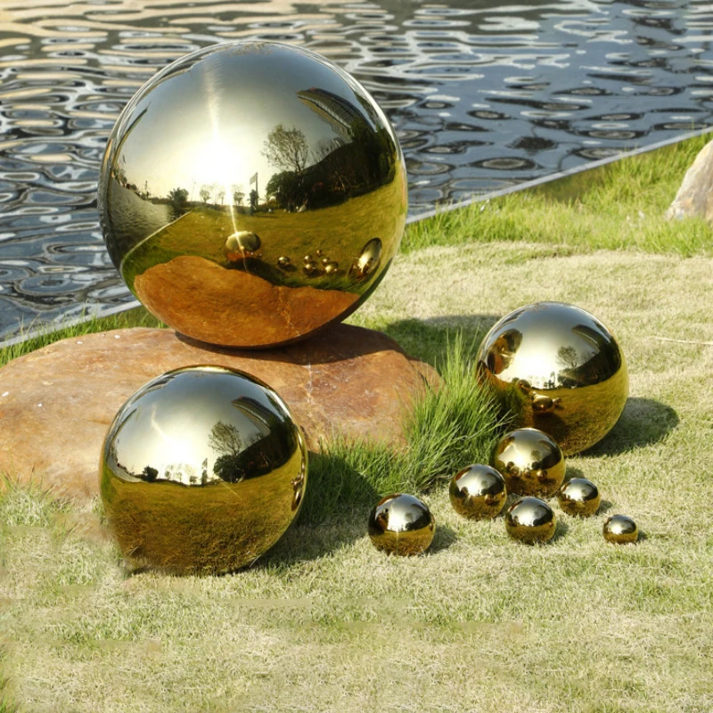 Golden hollow steel ball full sizes supply 16mm to 1500mm stainless steel hollow sphere plated durable titanium gold