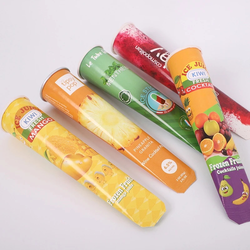 Luckytime Food Grade Calippo Paper Tube Ice Cream Packaging Custom Logo Calippo Tube For Ice Cream