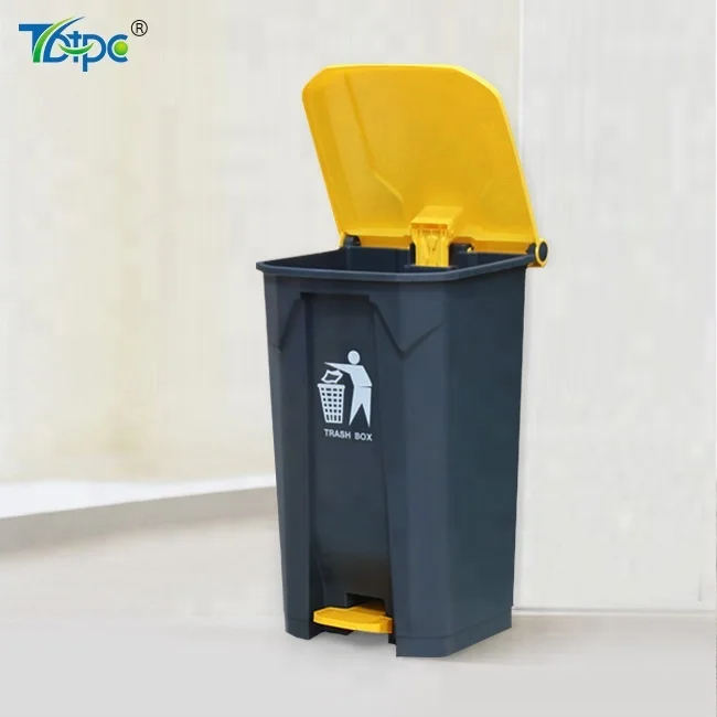 Rectangular 50 quart trash can 50l plastic bin pedal dumpster dustbin for hotel and restaurant