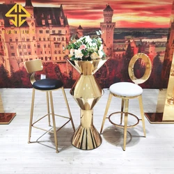 Самые продаваемые романтические роскошные стулья из нержавеющей стали и барные столы для свадеб и банкетов # SW-ST032