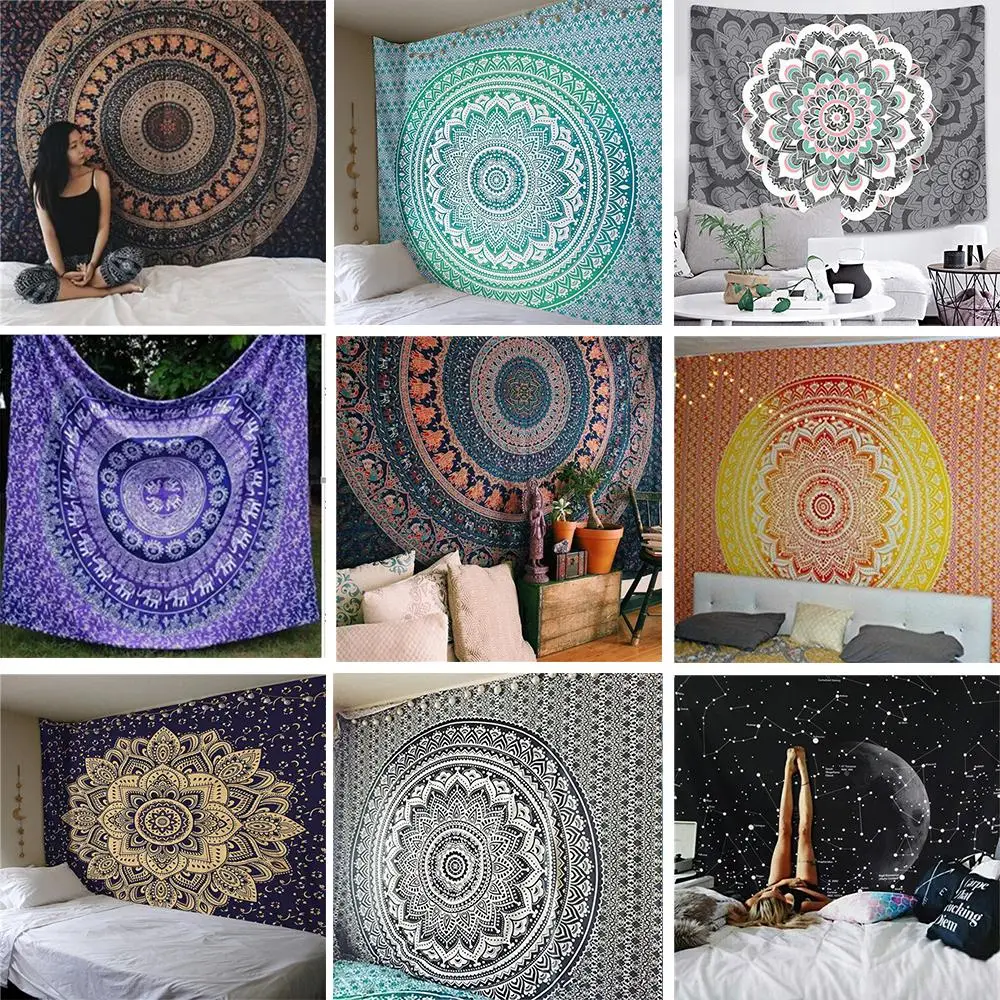 Psychedelic Hippie Cloth Tapestries Night Moon Tapestry Mandala Wall Carpet Boho Decor Wall Mandala India Tapestry Wall Hanging
