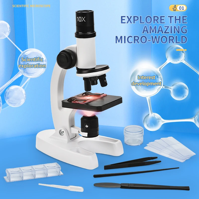New Product Children Early Educational Toy 1200X Biological Science Microscope Toys Beginner Microscope Toy