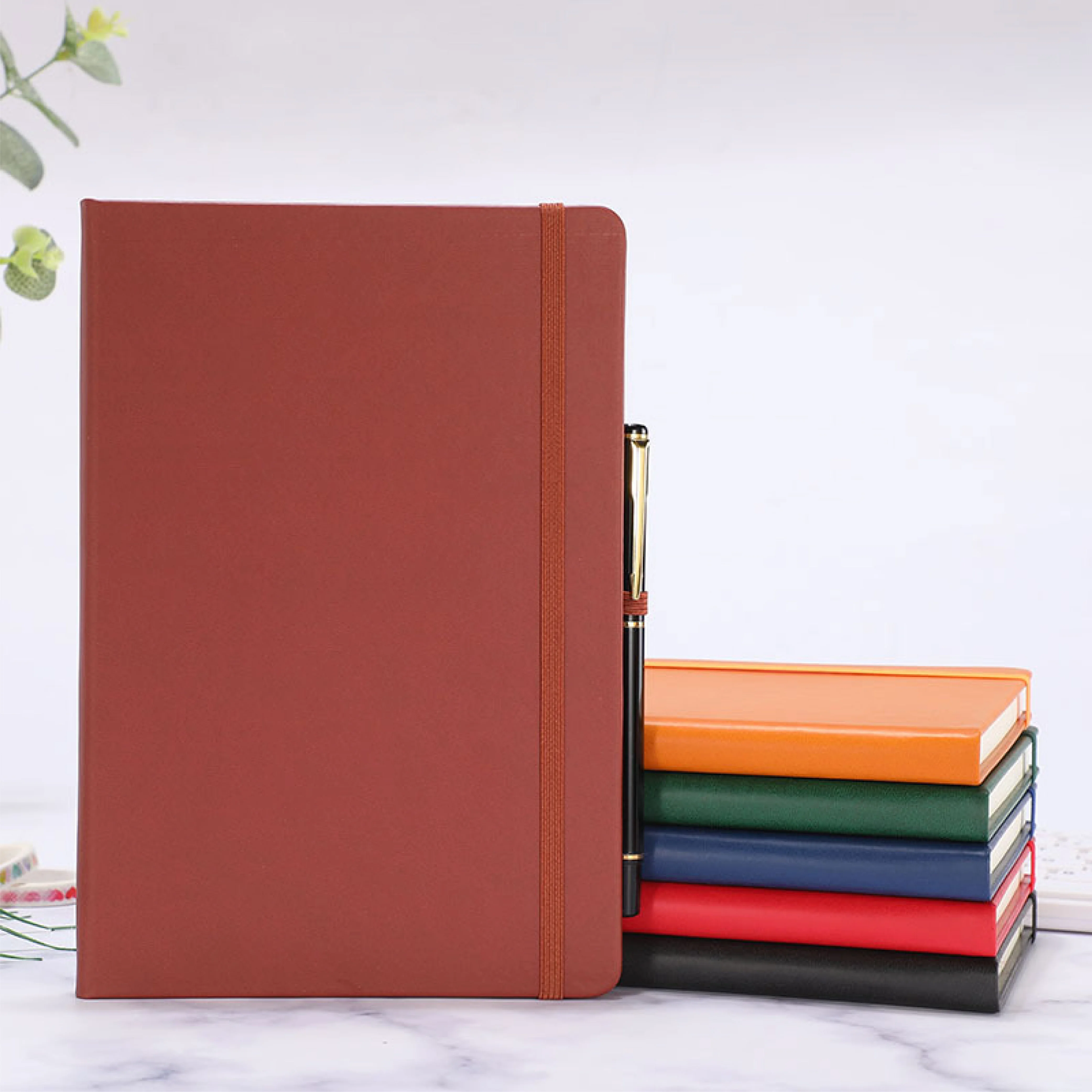 Promotional stationery dairy elastic band OEM Notepad Gifts Custom printed logo A5 Hardcover PU leather Notebook