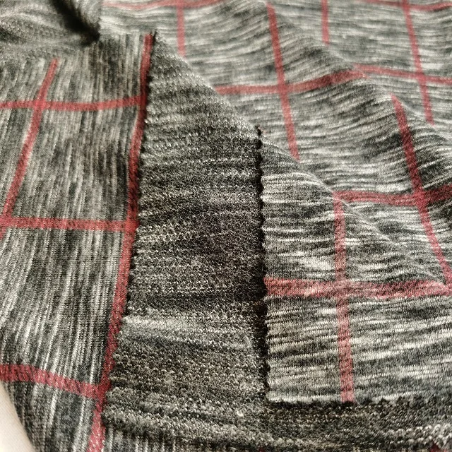 Jersey yarn dyed stripe soft hand feeling polyester rayon knitting printed viscose fabric