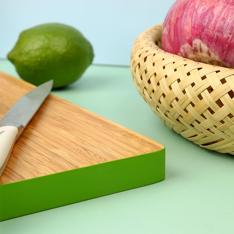 Wholesale meat vegetable bamboo chopping block cutting board set with color edge