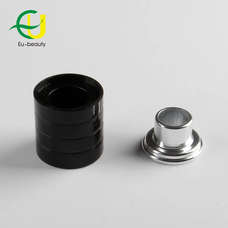 Hot Product Wholesale FEA 15mm Shiny Black with lines thread magnetic perfume aluminum magnetic  cap for perfume bottle