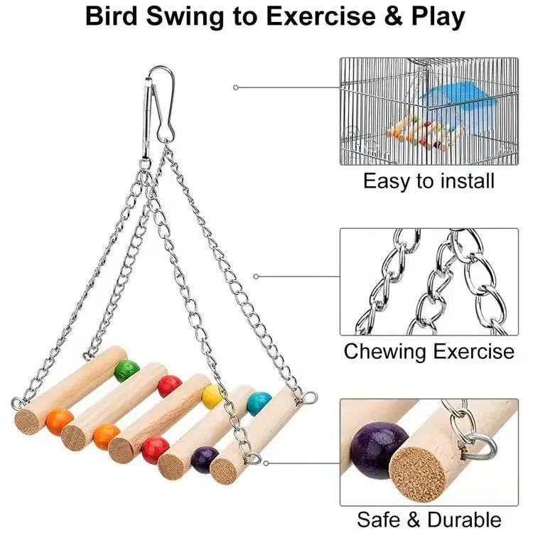 8 piece set parrot nibble play set swing and ladder stand pet toy pet shops bird toys