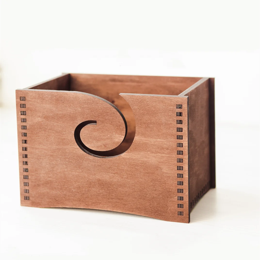 Large Wooden Yarn Box Yarn Organizer Crate for Knitting and Crochet Yarn Holder Box