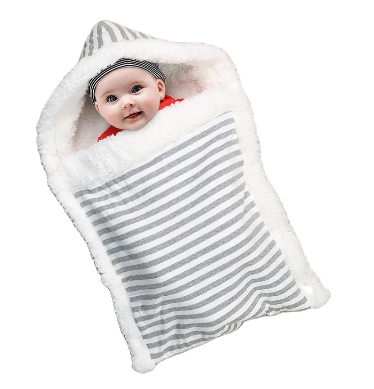 Newborn Knit Plush Receiving Blanket Stroller Wraps Warm Envelope Sleeping Bag