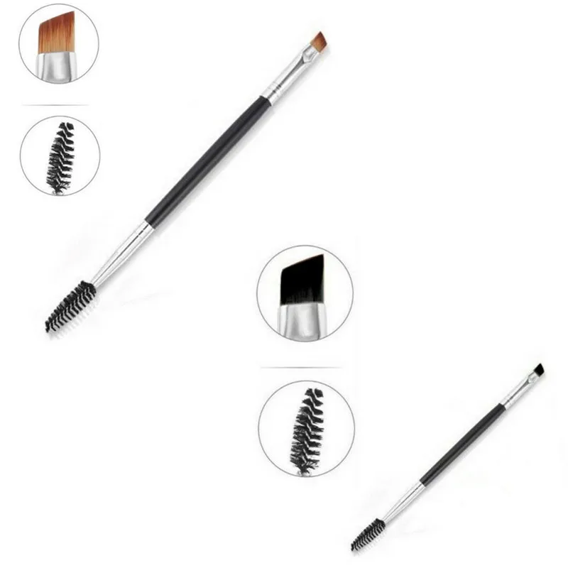 Eyebrow Double Ended Flat Angled Eyeliner Eyeshadow Make up Brow Mascara Brush
