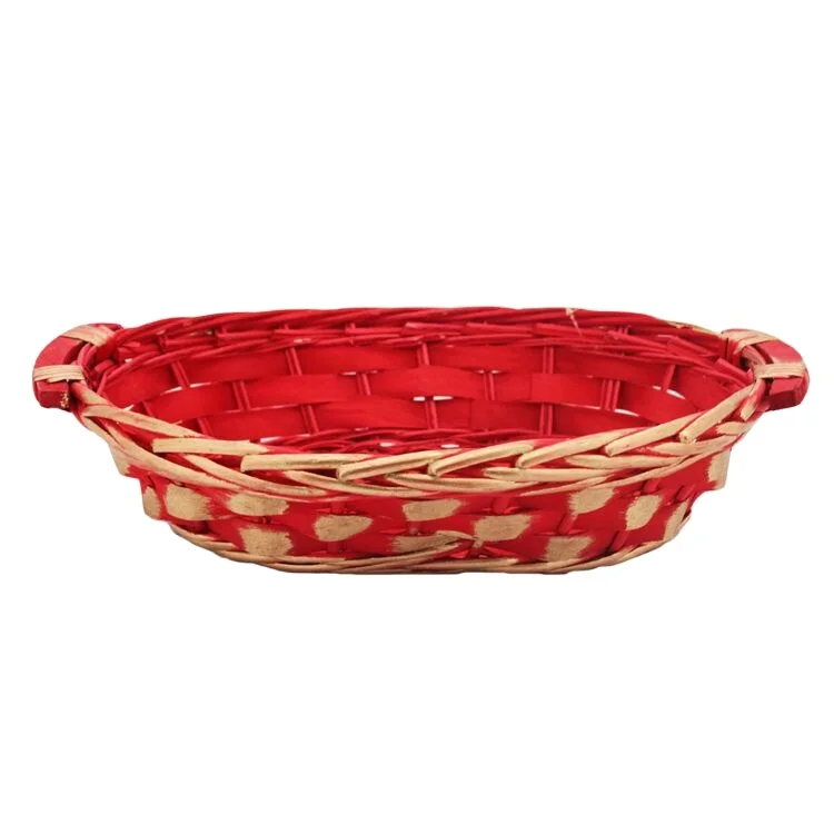 Wholesale Handwoven Mini Wicker Wood Chip Basket Hamper for Kids